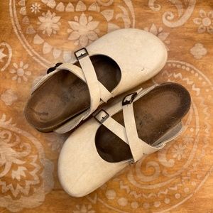 Birkenstock Birkis woman’s Dorian mule double buckle shoes cream size W 8 M 6